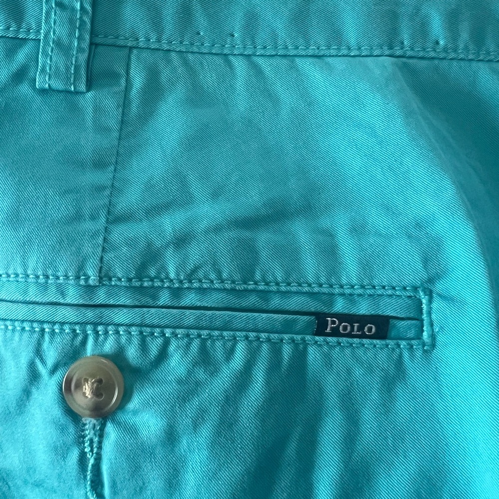 Ralph Lauren Aqua and White Polo Shorts. Size 42. Wrinkled but brand new! - Picture 3 of 5